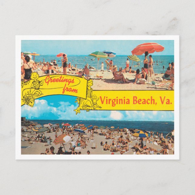 Cartão Postal Saudações de Virginia Beach, Virginia Viagem (Frente)