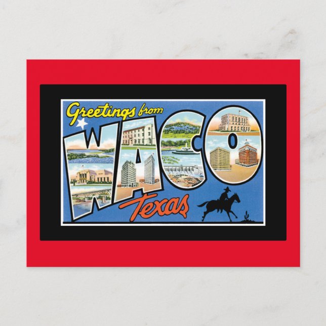 Cartão Postal Saudações de Waco Texas (Frente)