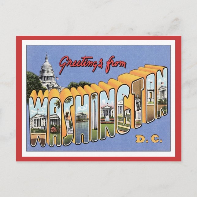 Cartão Postal Saudações De Washington, D.C. EUA (Frente)