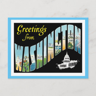 Cartão Postal Saudações De Washington, D.C. Vintage