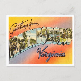 Cartão Postal Saudações de Waynesboro, Viagens vintage da Virgín