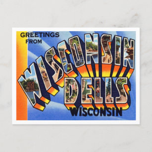 Cartão Postal Saudações de Wisconsin Dells, Wisconsin Viagem