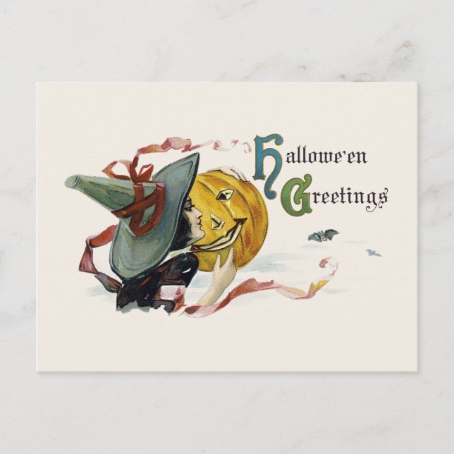 Cartão Postal Saudações de Witchy Halloween (Frente)