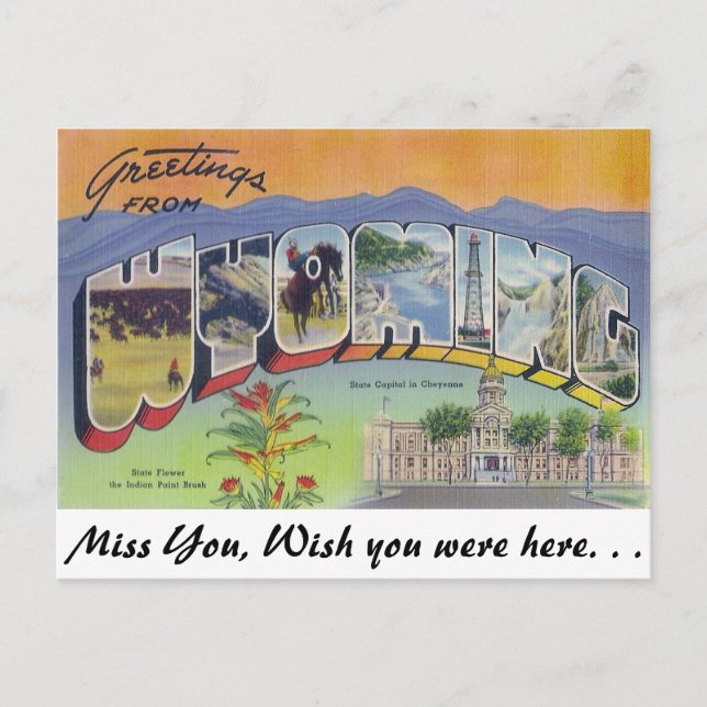 Cartão Postal Saudações de Wyoming (Frente)