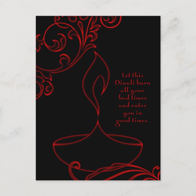 Cartão Postal saudações diwali (luz elegante) (Frente)
