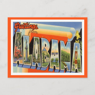 Cartão Postal Saudações Do Alabama Vintage