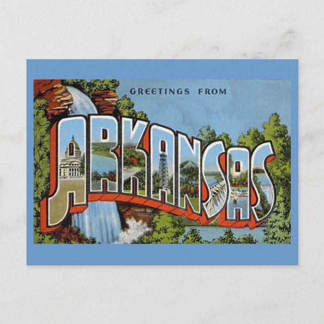 Cartão Postal Saudações Do Arkansas (Frente)