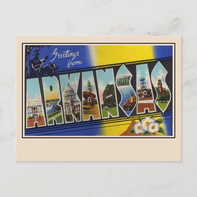 Cartão Postal Saudações do Arkansas Large Letter Postcard (Frente)