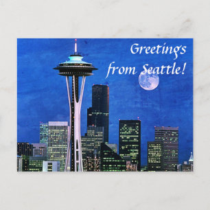 Cartão Postal Saudações do Blue Seattle Skyline