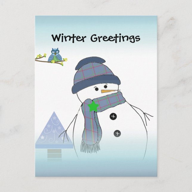 Cartão Postal Saudações do Boneco de Neve (Frente)