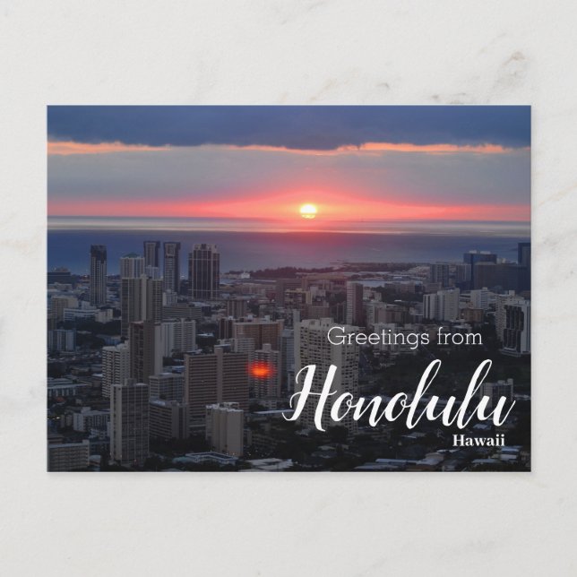 Cartão Postal Saudações do Cartão-postal Honolulu Hawaii Sunset (Frente)