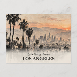 Cartão Postal Saudações do cartão-postal Los Angeles Ink Wash