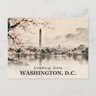 Cartão Postal Saudações do cartão-postal Washington DC Ink Wash