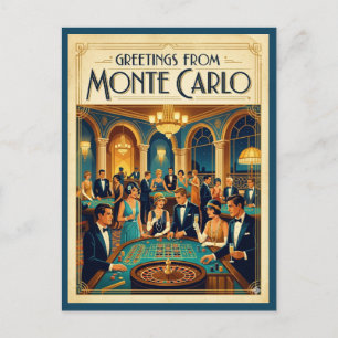 Cartão Postal Saudações do Cassino Monte Carlo Vintage