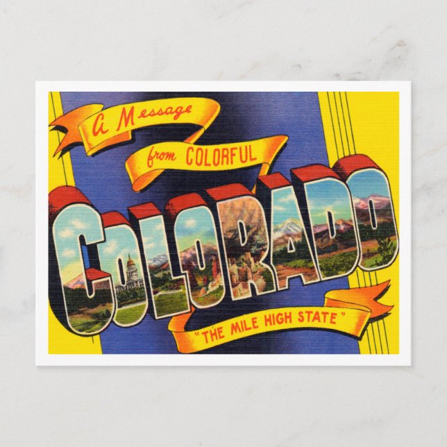Cartão Postal Saudações do Colorado, The Mile High State (Frente)