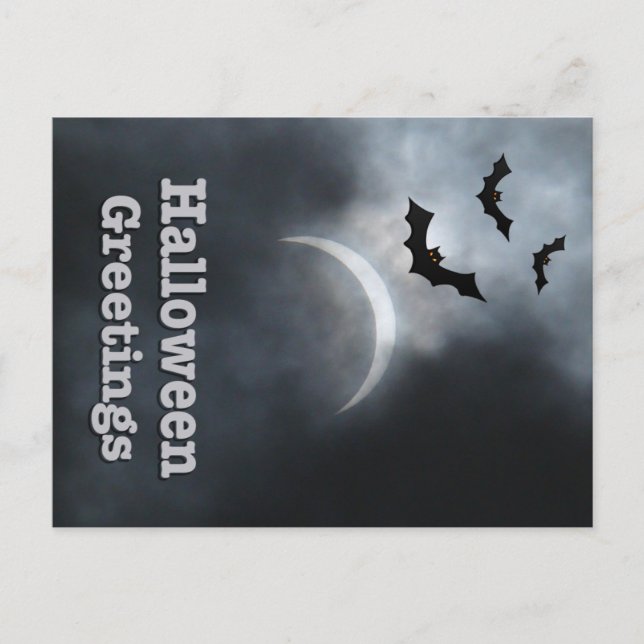 Cartão Postal Saudações do Eclipse de Halloween Spooky (Frente)