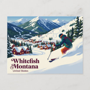 Cartão Postal Saudações do Esquiador de Whitefish Montana