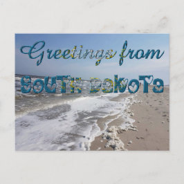 Cartão Postal Saudações do Estado de Dakota do Sul Flag USA Hear