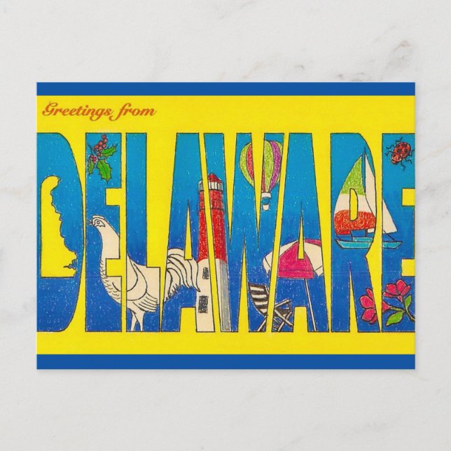Cartão Postal Saudações do Estado de Delaware (Frente)
