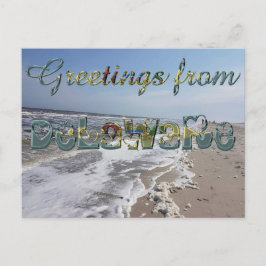 Cartão Postal Saudações do Estado de Delaware Flag Hearts EUA