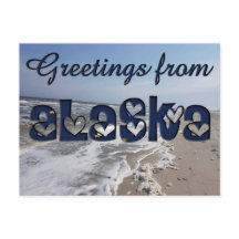 Saudações do Estado do Alasca Flag Hearts EUA