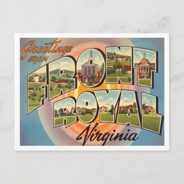 Cartão Postal Saudações do Front Royal, Virginia Viagem (Frente)