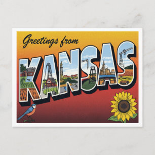 Cartão Postal Saudações do Girassol do Kansas