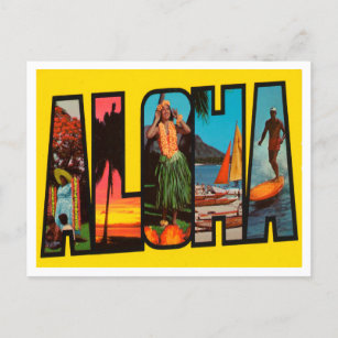 Cartão Postal Saudações do Havaí, Viagens vintage de Aloha