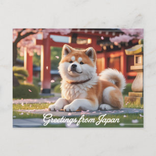 Cartão Postal "Saudações do Japão" Akita Inu