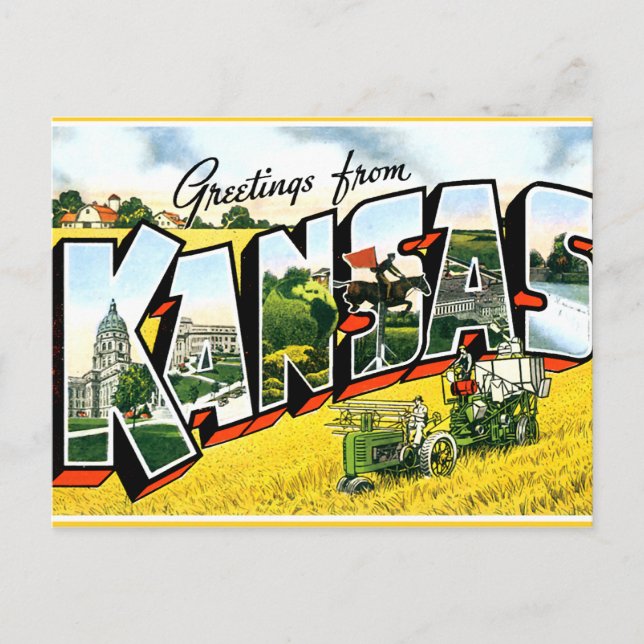 Cartão Postal Saudações do Kansas (Frente)