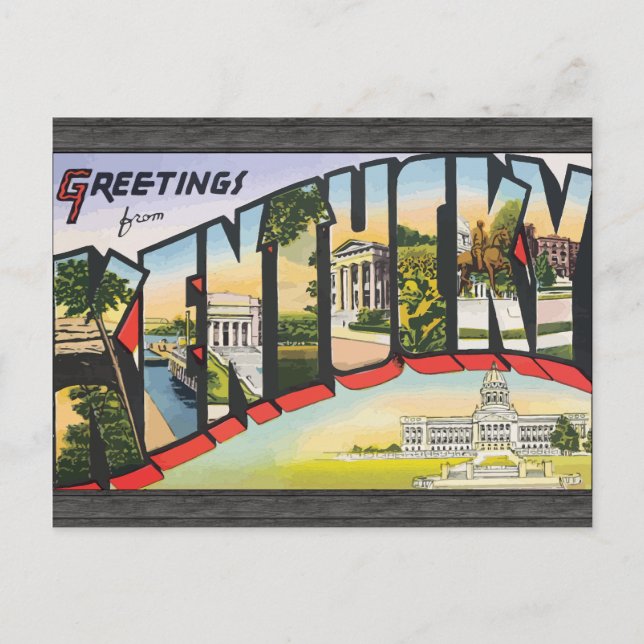 Cartão Postal Saudações Do Kentucky, Vintage (Frente)