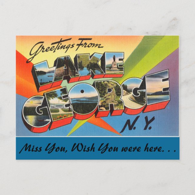 Cartão Postal Saudações do Lago George (Frente)