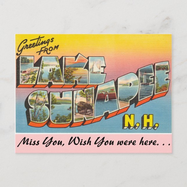 Cartão Postal Saudações do lago Sunapee (Frente)