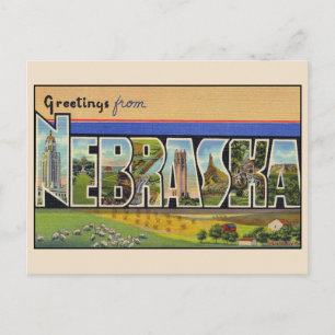 Cartão Postal Saudações do Nebraska - Postcard de Letras Grandes