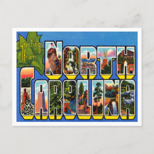 Cartão Postal Saudações do Norte Carolina Viagem Antiga