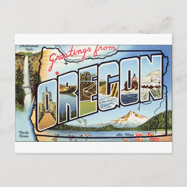 Cartão Postal Saudações Do Oregon (Frente)