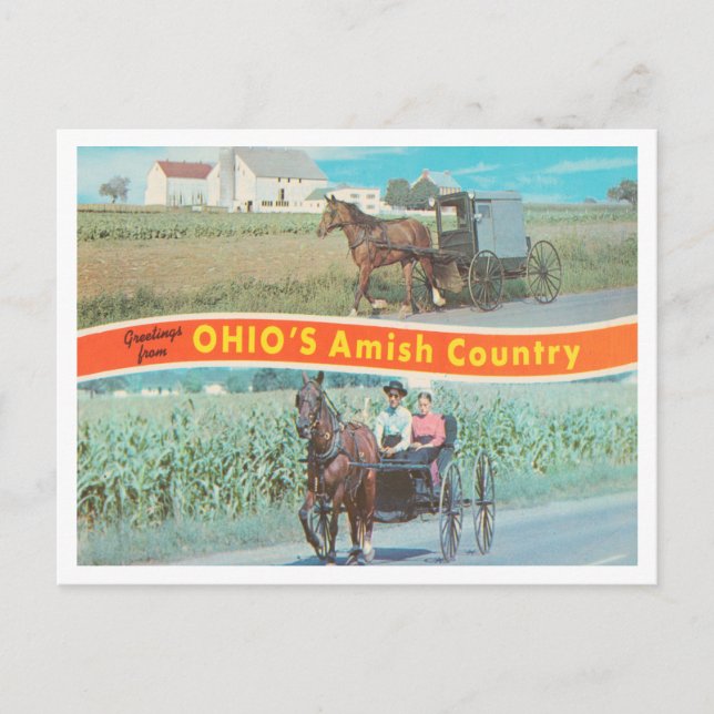 Cartão Postal Saudações do país Amish de Ohio, Ohio (Frente)
