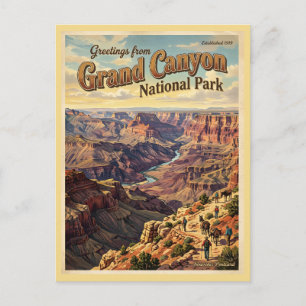 Cartão Postal Saudações do Parque Nacional do Grand Canyon Retro
