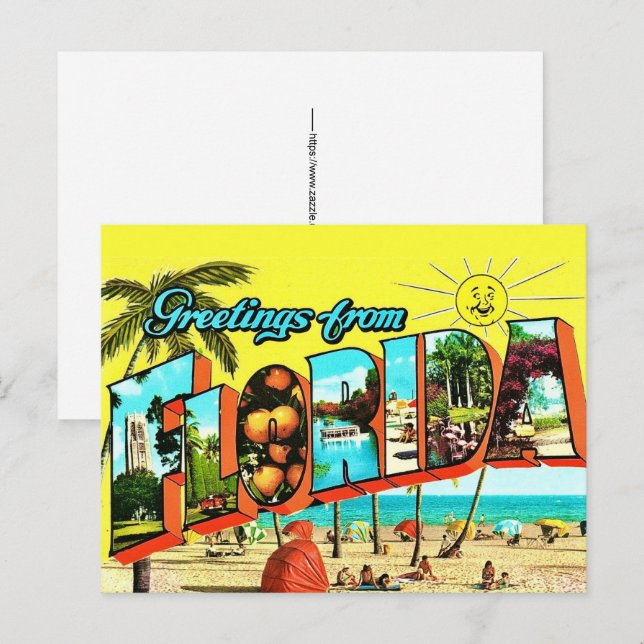 Cartão Postal Saudações do Postcard da Flórida (Frente/Verso)
