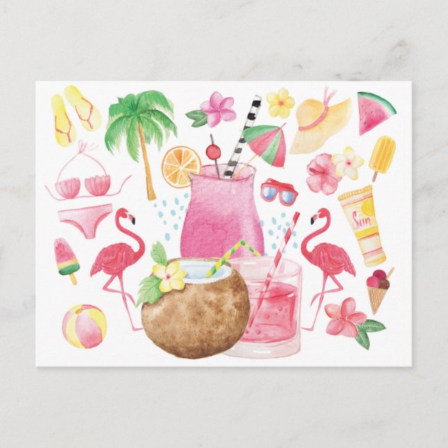 Cartão Postal Saudações do verão da praia (Frente)