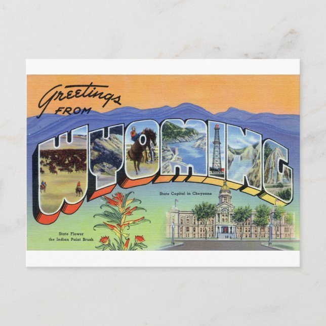 Cartão Postal Saudações Do Wyoming (Frente)