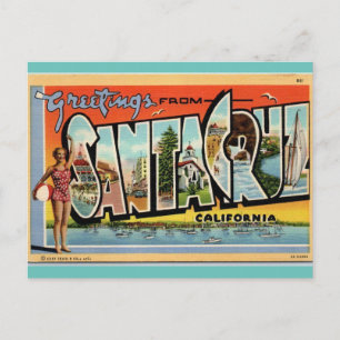 Cartão Postal Saudações dos Papais noeis Cruz California Vinta