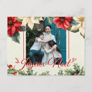 Cartão Postal Saudações Elegantes de Poinsettia Vermelha Botânic