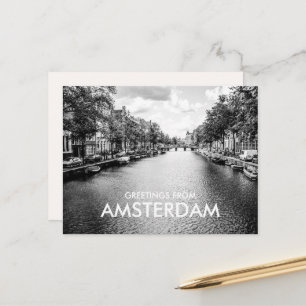 Cartão Postal Saudações Pretas e Brancas de Amsterdã