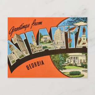 Cartão Postal Saudações Retro Atlanta 