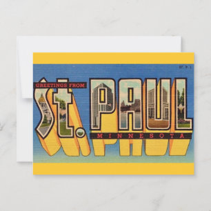 Cartão Postal Saudações Retro St Paul Minnesota