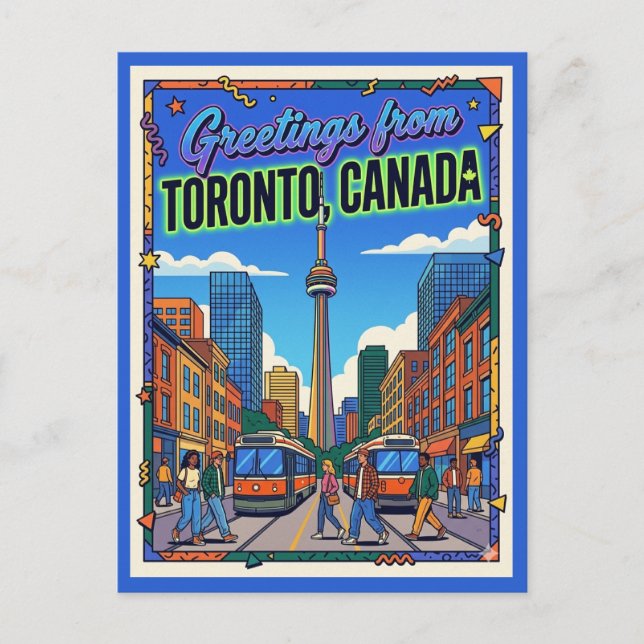 Cartão Postal Saudações Retro Toronto Canadá (Frente)