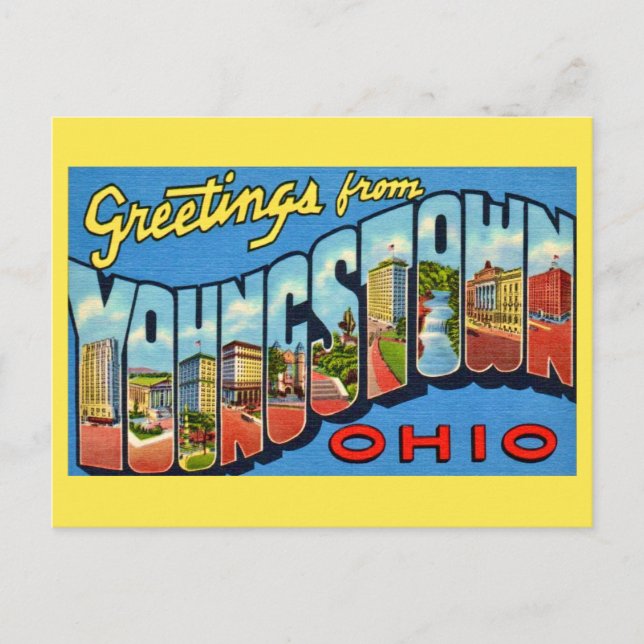 Cartão Postal Saudações Retro Youngstown Ohio  (Frente)