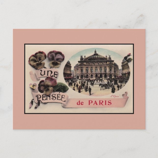 Cartão Postal Saudações românticas da Ópera de Paris (Frente)