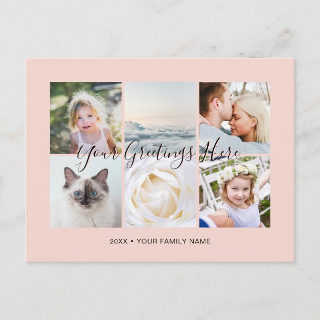 Cartão Postal Saudações Universais personalizadas com 6 fotos (Frente)